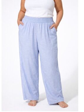 Aerie XL TALL Light Blue Wide Leg Linen Blend Pants